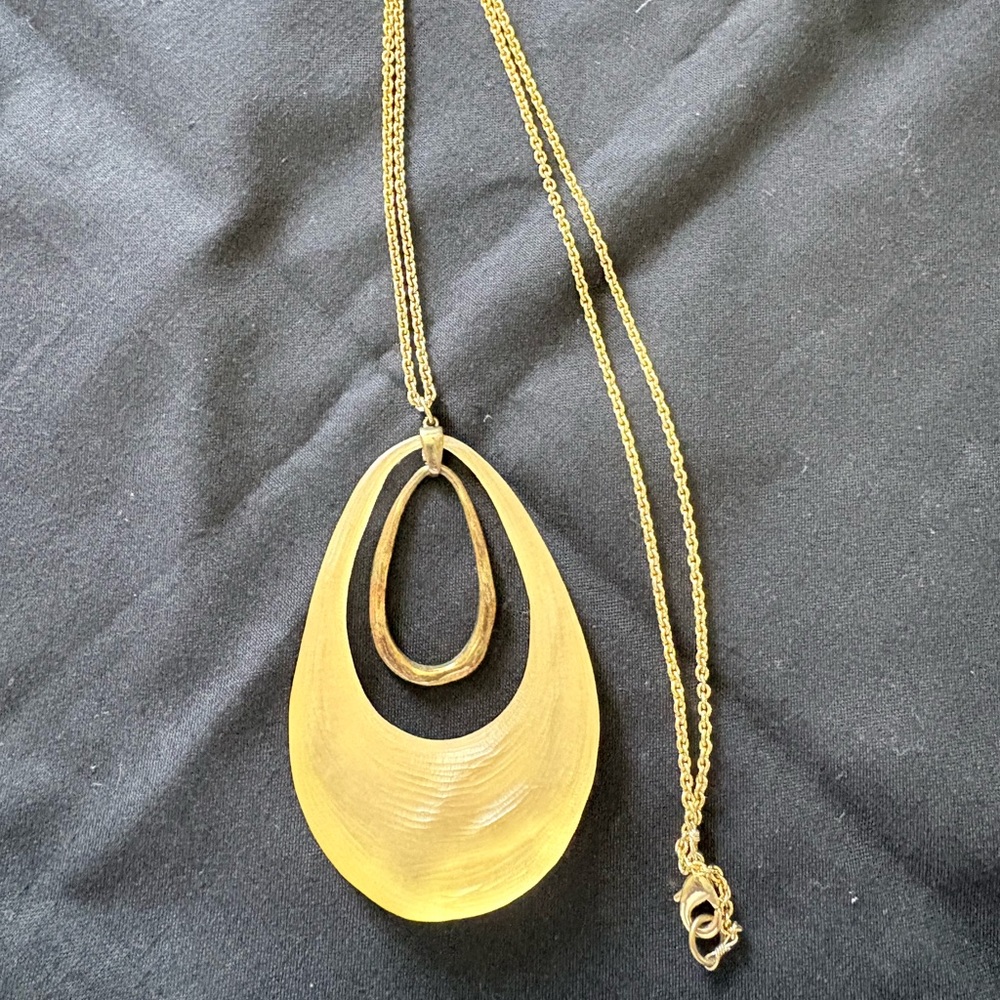 Alexis Bittar Gold Double Drop Lucite Long Pendant Necklace